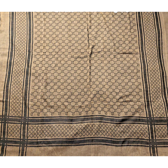 Gucci Brown & Beige GG Logo Print Wrap Shawl Scarf Pre-owned - Picture 12 of 16